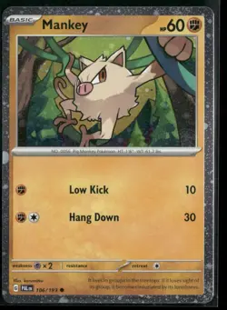 Pokemon TCG Mankey 106/193 Cosmos Holo Paldea Evolved - Image 1