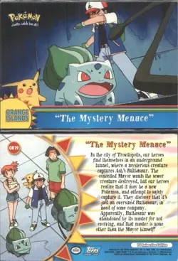 Pokemon Topps "The Mystery Menace" OR19 Orange Islands Blue Logo - Image 1