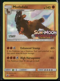 Pokemon TCG Mudsdale SM20 Guardians Rising Pre Release Promo STAFF - Image 1