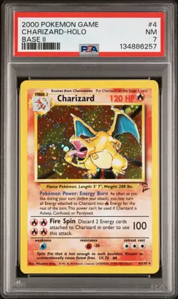 2000 POKEMON BASE SET 2 #4 CHARIZARD-HOLO PSA 7 - Image 1