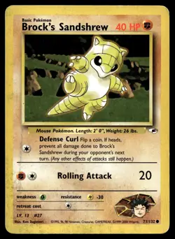 BROCK'S SANDSHREW 71/132 COMMON GYM HEROES POKEMON - Image 1