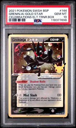 2021 POKEMON SWSH BLACK STAR PROMO #144 GRENINJA-GOLD STAR PSA 10 - Image 1