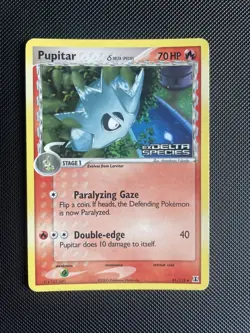 Pupitar 51/113 EX Delta Species Holo Pokemon Card Nintendo TCG 2005 Stamped LP+ - Image 1