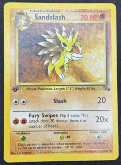 Sandslash 41/62 Fossil 1st Edition Regular Uncommon Pokemon TCG Card HP - Image 1