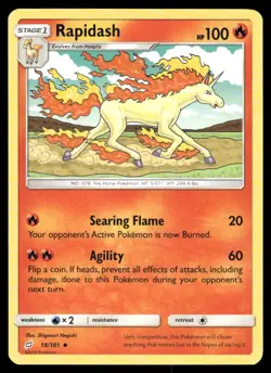 Pokemon Cards Rapidash 18/181 Team Up Sun & Moon Uncommon NM - Image 1