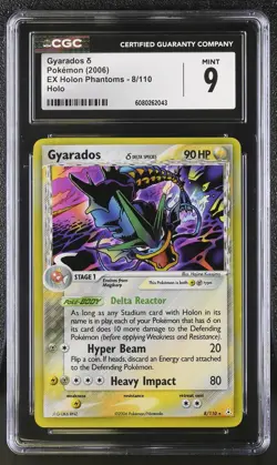 CGC 9 MINT Gyarados δ 2006 EX Holon Phantoms 8/110 Holo Pokemon Card - Image 1