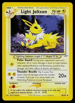 Pokemon Card - Light Jolteon Neo Destiny 48/105 Uncommon Non Holo - Image 1