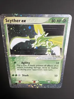 Scyther EX Holo Pokemon Card 102/109 Ruby and Sapphire W/ Swirl NM - Image 3