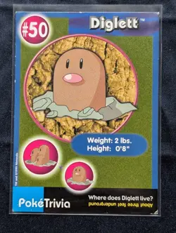 1999 Burger King Perforated PokeTrivia Pokemon Card. Diglett #50. VINTAGE MP - Image 1