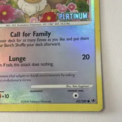 Pokemon Eevee TCG Stamped Reverse Holo 62/100 Platinum Promo Card taking offers - Image 3