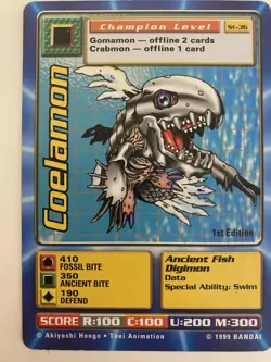 Digimon Digi-Battle Card Game Coelamon ST-36 1st Ed - NM - - Image 1