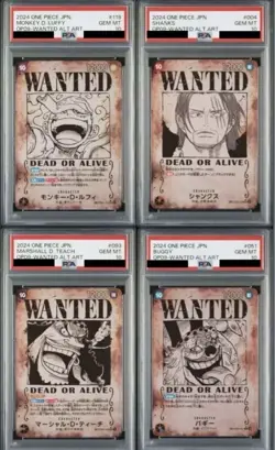 2024 One Piece OP09 JAP Wanted Card Complete Set PSA 10 GEM MINT - Image 1