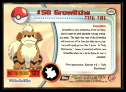 1998 Topps Chrome Foil Black Logo Growlithe #58 - Image 2