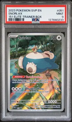 2023 POKEMON SVP EN-SV BLACK STAR PROMO 151 ELITE TRAINER BOX #051 SNORLAX PSA 9 - Image 1