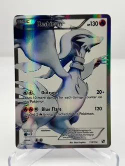 2011 POKEMON BLACK AND WHITE RESHIRAM FULL ART 113/114 HP+ - Image 1