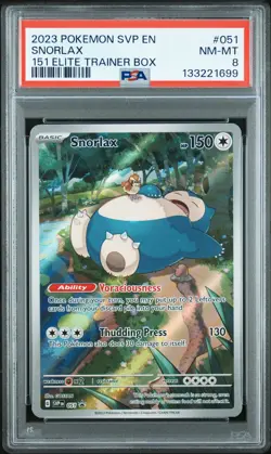 2023 POKEMON SVP EN-SV BLACK STAR PROMO 151 ELITE TRAINER BOX #051 SNORLAX PSA 8 - Image 1