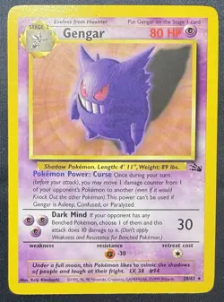 Pokemon TCG Gengar 20/62 Fossil Unlimited Rare Non Holo Vintage - Image 1