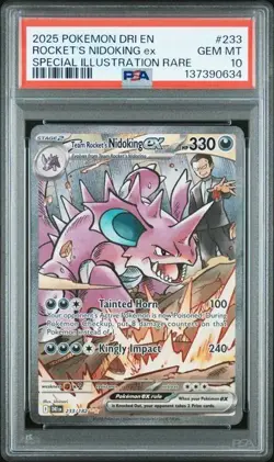 2025 Pokemon Team Rocket's Nidoking ex Special Illustration Rare 233/182 PSA 10 - Image 1