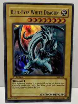 YUGIOH BLUE-EYES WHITE DRAGON SKE-001 1st/UNLIMITED SUPER RARE HOLO HP-NM - Image 1
