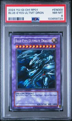 2024 YU-GI-OH! RP01-RETRO PACK #EN000 BLUE-EYES ULTIMATE DRAGON PSA 8 - Image 1