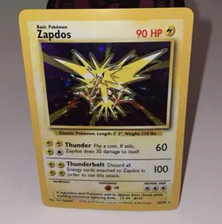 Zapdos 16/102 Holo Unlimited Rare Base Set 1999 WOTC Pokemon TCG Card Vintage LP - Image 1