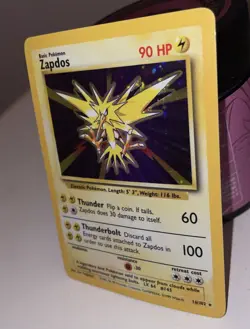 Zapdos 16/102 Holo Unlimited Rare Base Set 1999 WOTC Pokemon TCG Card Vintage LP - Image 3