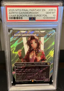2025 MTG Final Fantasy Aerith Gainsborugh Char Borderless Surge Foil PSA 10 - Image 1