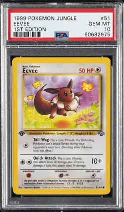 1999 POKEMON JUNGLE 1ST ED #51 EEVEE PSA 10 - Image 1
