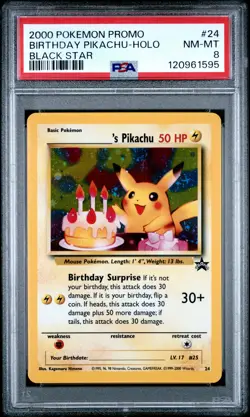 2000 POKEMON PROMO BLACK STAR #24 BIRTHDAY PIKACHU-HOLO PSA 8 - Image 1