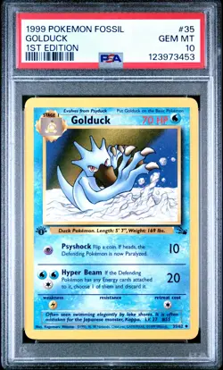 1999 POKEMON FOSSIL 1ST ED #35 GOLDUCK PSA 10 - Image 1