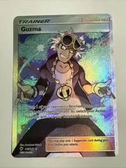 Pokemon Guzma 143/147 Full Art Ultra Rare Holo Burning Shadows LP - Image 1