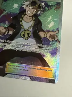 Pokemon Guzma 143/147 Full Art Ultra Rare Holo Burning Shadows LP - Image 3
