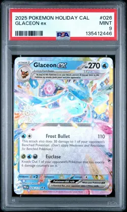 2025 POKEMON HOLIDAY CALENDAR #026 GLACEON EX PSA 9 - Image 1