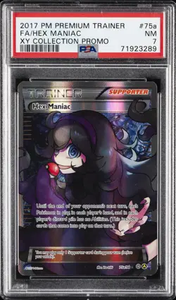 2017 POKEMON PREM TRAINER XY COLL PROMO #75A FULL ART/HEX MANIAC PSA 7 - Image 1