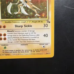 Pokemon Vintage Holo Rare Kabutops 9/62 Fossil WotC 1999 - Image 4