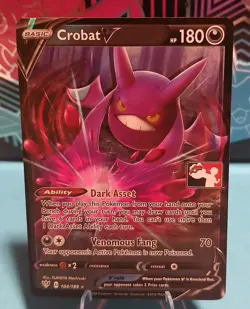 Crobat V 104/189 Prize Pack Series Holo Shift Error Pokemon Play! Mint - Image 1