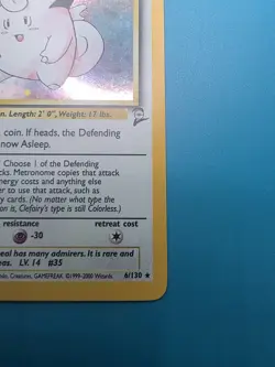 Pokemon TCG Clefairy Base Set 2 6/130 Holo Unlimited Holo Rare - Image 4
