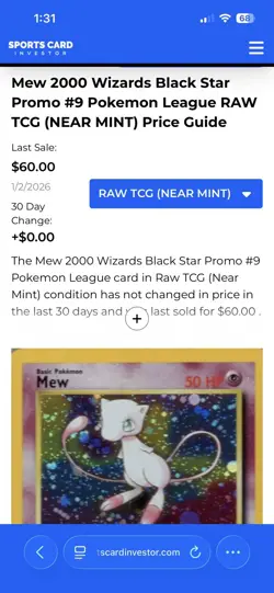 Mew 2000 Wizards Black Star Promo #9 Pokemon League RAW - Image 4