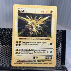 Base Set Shadowless Zapdos 16/102 Heavily Heavily Played HP - Image 1