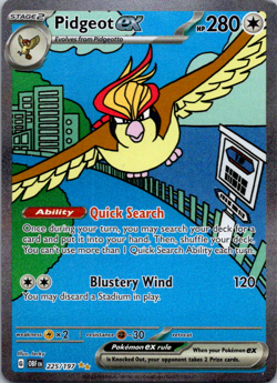 Pidgeot ex 225/197 Special Illustration Rare Obsidian Flames Pokemon TCG vlp - Image 1