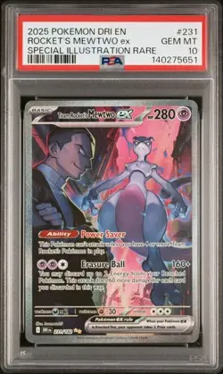Pokemon 2025 Team Rocket's Mewtwo ex 231/182 SIR Destined Rivals GEM MINT PSA 10 - Image 1