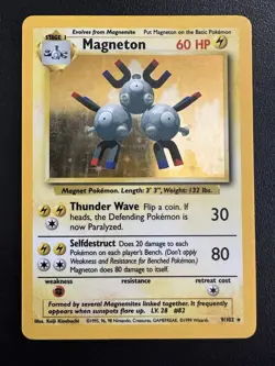 Pokemon TCG Magneton Base Set Unlimited 9/102 Holo Rare WOTC VTG 1999 MP - Image 1