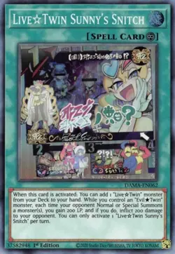 Yugioh! Live Twin Sunny's Snitch - DAMA-EN062 - Super Rare - 1st Edition Near Mi - Image 1