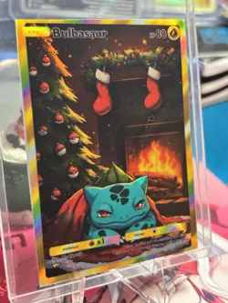NON-TCG CHRISTMAS POKEMON CARD! SLEEPY BULBASAUR - Image 1