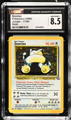 CGC 8.5 Snorlax 11/64 Holo Jungle Pokemon Card - Image 1