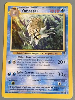 Pokemon TCG Omastar Fossil 1st Edition Uncommon Original NM 58/110 - Image 1