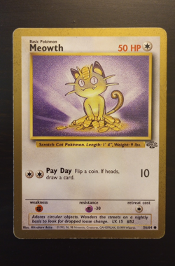 Meowth Gold Bordered Promo Jungle 56/64 LP English Pokemon - Image 1