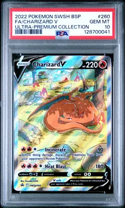 2022 POKEMON SWSH BLACK STAR PROMO #260 FULL ART/CHARIZARD V PSA 10 - Image 1