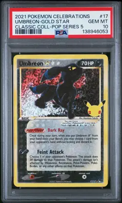 Umbreon-gold Star 17 Celebrations Classic Collection Pokemon PSA 10 *053 - Image 1