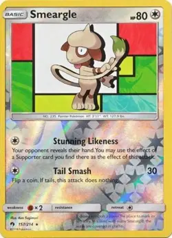 Pokemon - Smeargle - 157/214 - Rare - Reverse Holo - Sun and Moon Lost Thunder - - Image 1